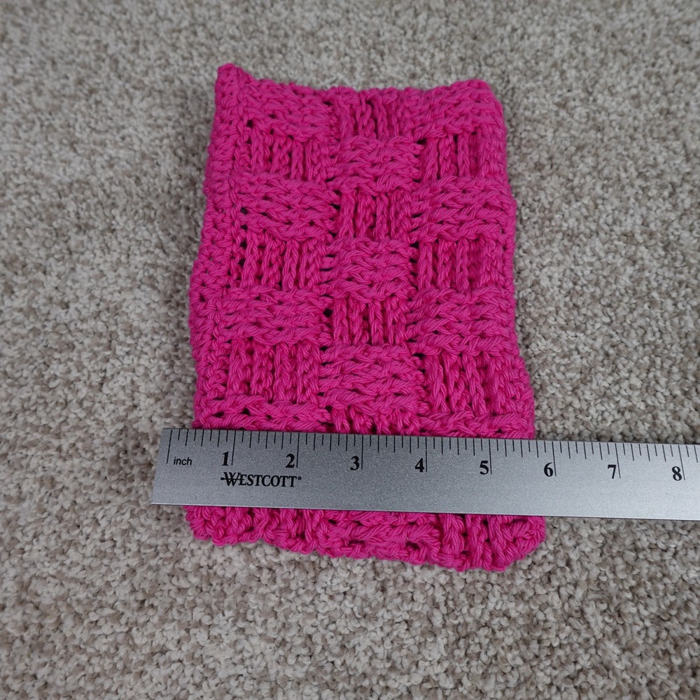 Handmade Crochet Reusable Mop Cover Hot Pink Basketweave Washable Floor Pad - Picture 5 of 5